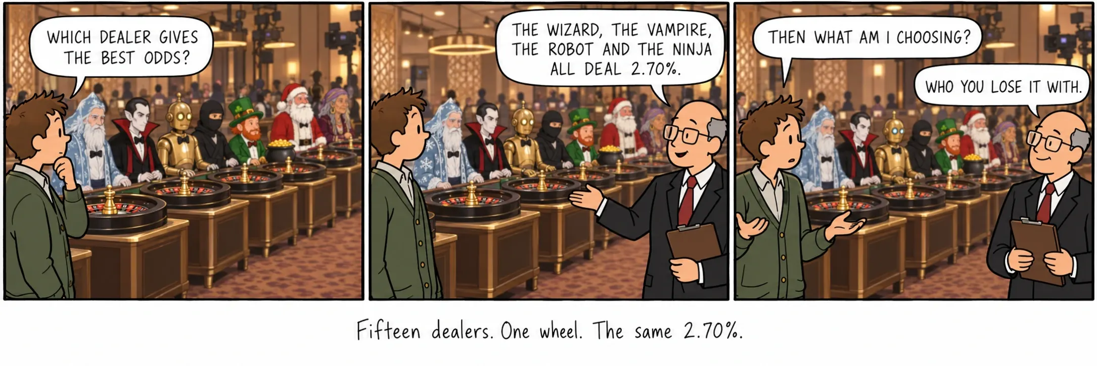 חמישה עשר דילרים. גלגל אחד. אותם 2.70%.